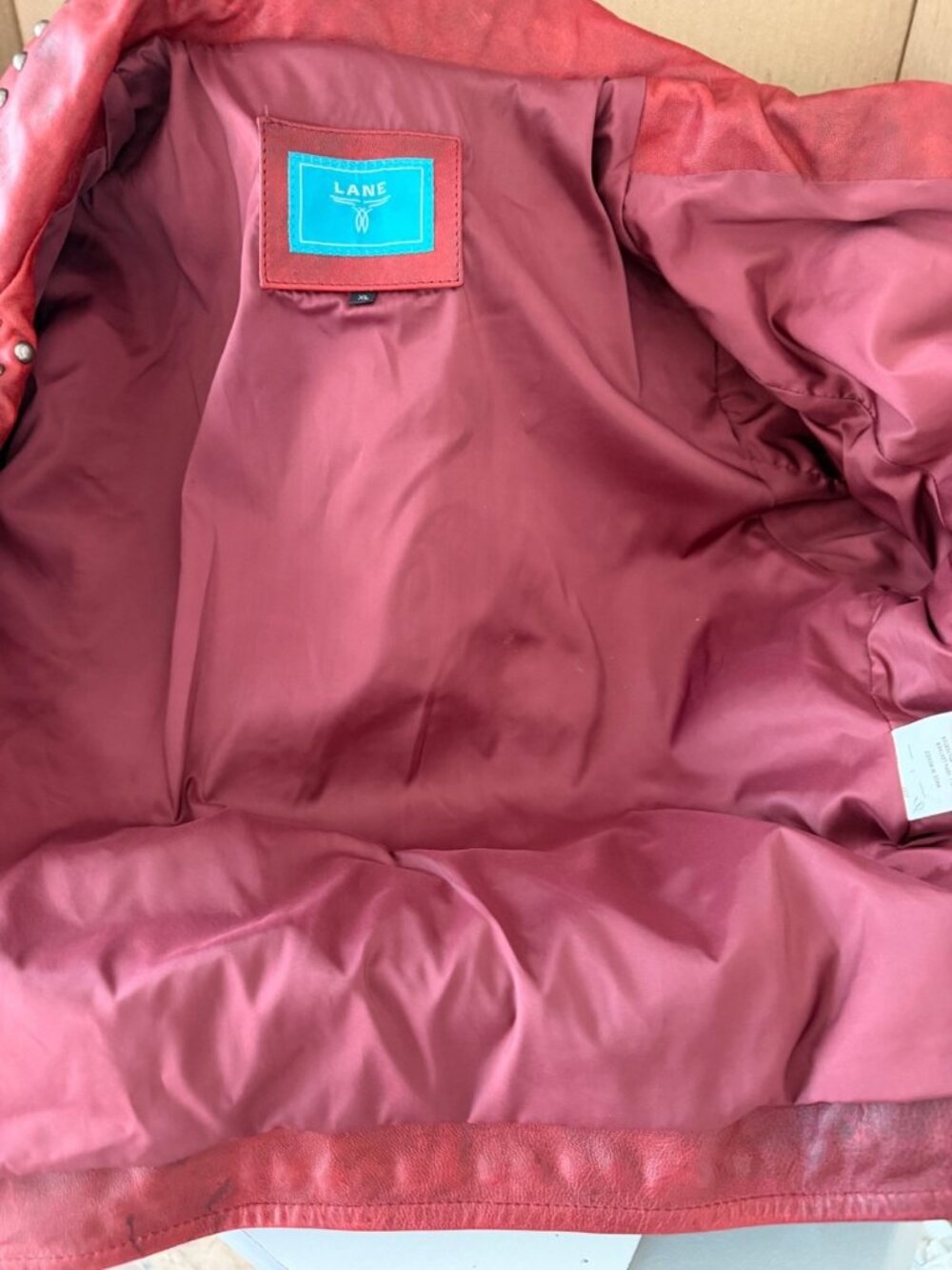 Lane Boots COSSETTE Red Leather Jacket Western Cowgirl Biker Bomber Coat Size XL - Picture 11 of 14